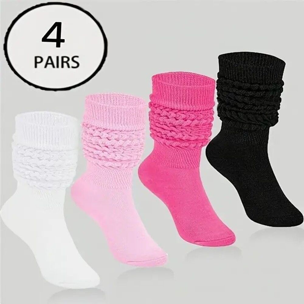4 Pairs Women's Slouch Socks Colorful Cute Knit Stacked Cozy Socks Fairy Maiden
